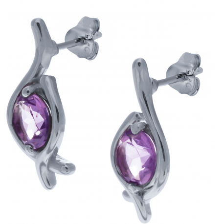 Boucles d'oreille en argent rhodié 2,9g - améthyste - 1,5 carats