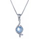 Collier en argent rhodié 3,2g - topaze bleue - 1 carat - 40cm