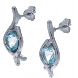 Boucles d'oreille en argent rhodié 2,9g - topaze bleue - 1,9 carats