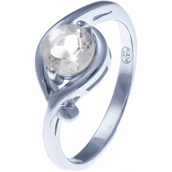 Bague en argent rhodié 2,7g - cristal de roche - 0,8 carat - T50 à 60