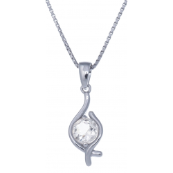 Collier en argent rhodié 3,2g - cristal de roche - 0,8 carat - 40cm