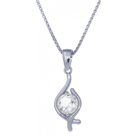 Collier en argent rhodié 3,2g - cristal de roche - 0,8 carat - 40cm