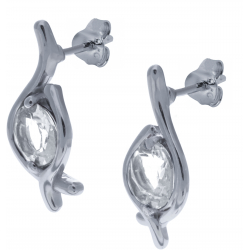 Boucles d'oreille en argent rhodié 2,9g - cristal de roche - 1,4 carats