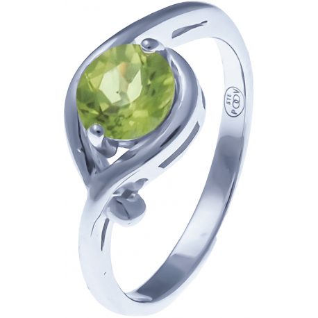 Bague en argent rhodié 2,7g - péridot - 0,9 carat - T50 à 60