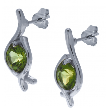 Boucles d'oreille en argent rhodié 2,9g - péridot - 1,9 carats