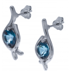 Boucles d'oreille en argent rhodié 2,9g - topaze bleue london - 2 carats