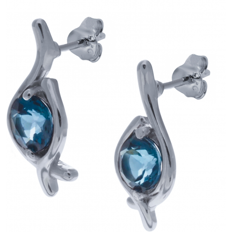 Boucles d'oreille en argent rhodié 2,9g - topaze bleue london - 2 carats