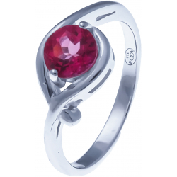 Bague en argent rhodié 2,7g - topaze enrobée rose - 1 carat - T50 à 60