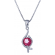 Collier en argent rhodié 3,2g - topaze enrobée rose - 1 carat - 40cm