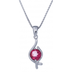 Collier en argent rhodié 3,2g - topaze enrobée rose - 1 carat - 40cm