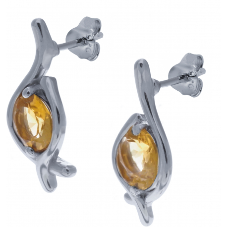 Boucles d'oreille en argent rhodié 2,9g - citrine - 1,5 carats