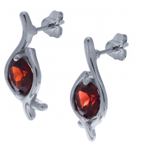 Boucles d'oreille en argent rhodié 2,9g - grenat - 1,9 carats