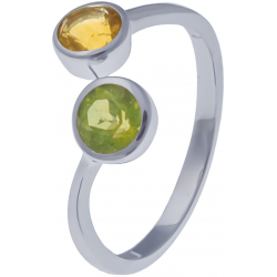 Bague en argent rhodié 2,1g - péridot - 0,5 carat - citrine- T50 à 60