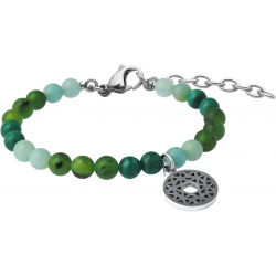 Bracelet STILIVITA en acier - Collection équilibre - AME D'ENFANT - jade néphrite - malachite - amazonite - chakra coeur -17+4cm