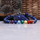 Bracelet STILIVITA en acier - 7 CHAKRAS - jaspe rouge, cornaline, citrine, malachite, aigue marine, lapis lazuli, améthyste -…