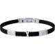 Bracelet acier - 3 cables noir - croix acier - 2 plaques acier - 19,5+1,5cm - réglable