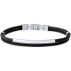 Bracelet acier 2 rangs - cable noir - cuir noir - composants acier - 19,5+1,5cm - réglable