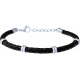 Bracelet acier - cuir tressé noir italien - composants acier - 19+4cm