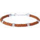 Bracelet acier - cuir tressé marron italien - composants acier - 19+4cm
