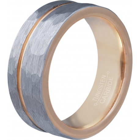 Bague tungstène rosé - finition mat gris - 8mm - T 58 à 70