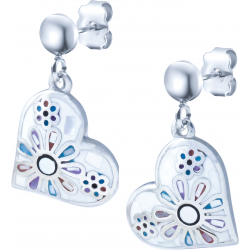 Boucles d'oreille acier - nacre - émail - cur