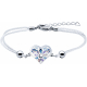 Bracelet acier - nacre - émail - coeur - coton blanc - 16+4cm