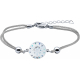 Bracelet acier - nacre - émail - coton gris - 16+4cm