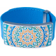 Bracelet acier - émail - nacre - cuir bleu - largeur 2cm - longueur 23,5cm