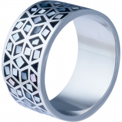 Bague en acier - nacre - émail - T52 à T64