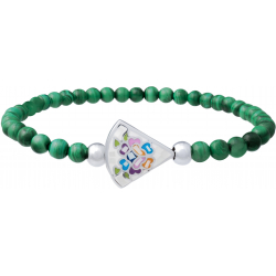 Bracelet élastique - malachite 4mm - acier - nacre - émail - 18,5cm