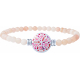 Bracelet élastique - opale rose 4mm - acier fleur de vie - nacre - émail - 18,5cm