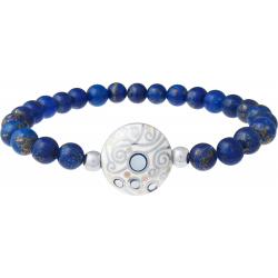 Bracelet élastique - lapis lazuli 6mm - acier - nacre - émail - 18,5cm