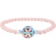 Bracelet élastique - quartz rose 4mm - acier fleur de vie - nacre - émail - 18,5cm