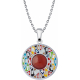 Collier acier - nacre - émail - 25mm- cabochon cornaline - 10mm - longueur 45+5cm