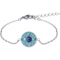 Bracelet acier - nacre - émail - 18mm- cabochon lapis lazuli - 7mm - longueur 16+4cm