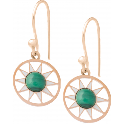 Boucles d'oreille acier rosé - émail - 15mm- cabochon malachite - 6mm