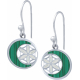 Boucles d'oreille acier - nacre - émail - fleur de vie - 15mm - malachite