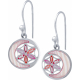 Boucles d'oreille acier - nacre - émail - fleur de vie - 15mm - nacre rosé