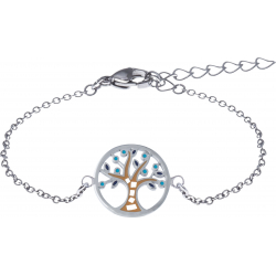 Bracelet acier - nacre - émail - arbre de vie - 18mm - longueur 16+4cm