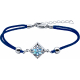 Bracelet acier - nacre - émail - coton bleu foncé - 16+4cm