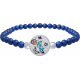 Bracelet élastique - lapis lazuli 4mm - acier - nacre - émail - 18,5cm