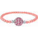 Bracelet élastique - rhodochrosite 4mm - acier vagues japonaises- nacre - émail - 18,5cm