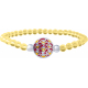 Bracelet élastique - citrine 4mm - acier vagues japonaises- nacre - émail - 18,5cm