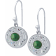 Boucles d'oreille acier - nacre - émail - abalone - 15mm- cabochon malachite - 6mm