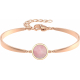 Bracelet Jonc semi-rigide en acier rosé - cabochon quartz rose 11mm - 16+4cm