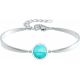 Bracelet Jonc semi-rigide en acier - cabochon chrysocolle 11mm - 16+4cm