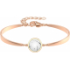 Bracelet Jonc semi-rigide en acier rosé - cabochon howlite blanche 11mm - 16+4cm