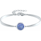 Bracelet Jonc semi-rigide en acier - cabochon sodalite 11mm - 16+4cm