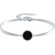 Bracelet Jonc semi-rigide en acier - cabochon onyx 11mm - 16+4cm