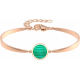 Bracelet Jonc semi-rigide en acier rosé - cabochon malachite 11mm - 16+4cm